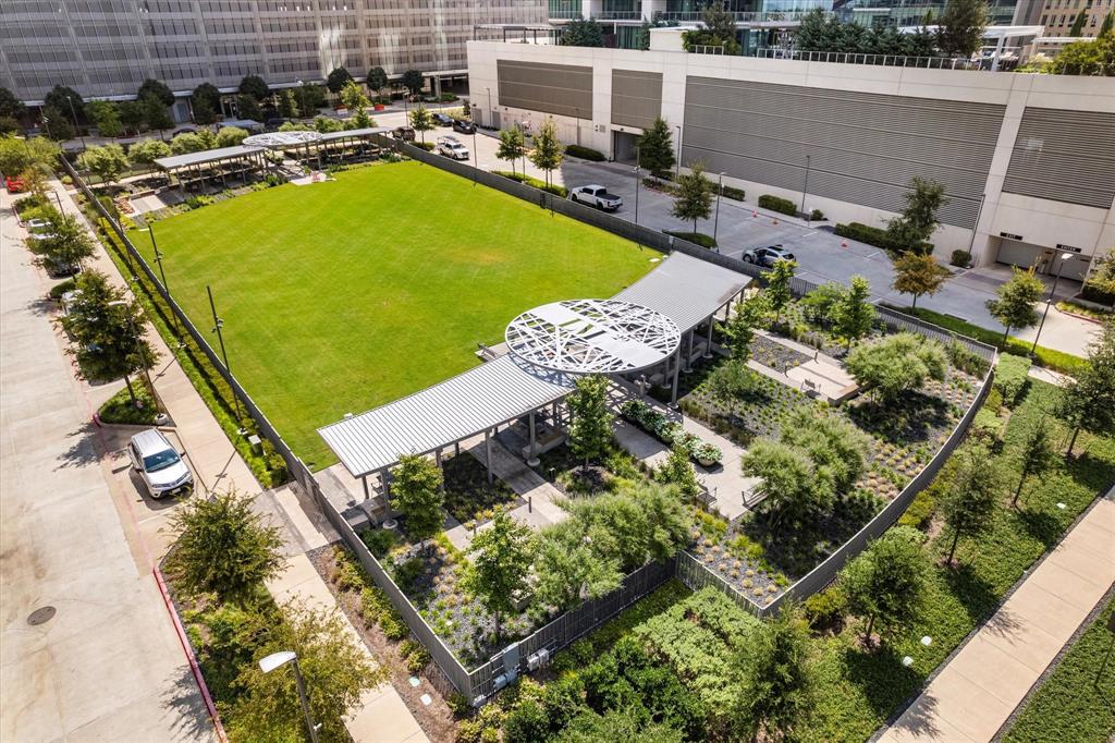 7901 Windrose Avenue, Unit 1701 Plano, TX 75024 - Photo 40 of 40 an aerial view of a house with a swimming pool and outdoor seating