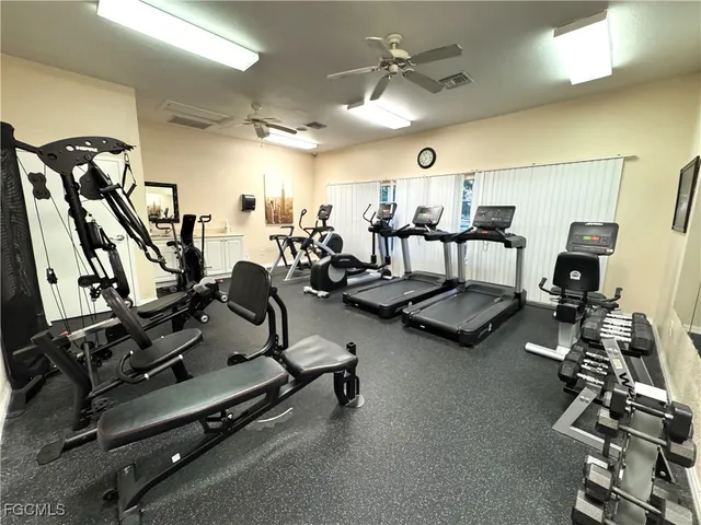 a room with gym equipment