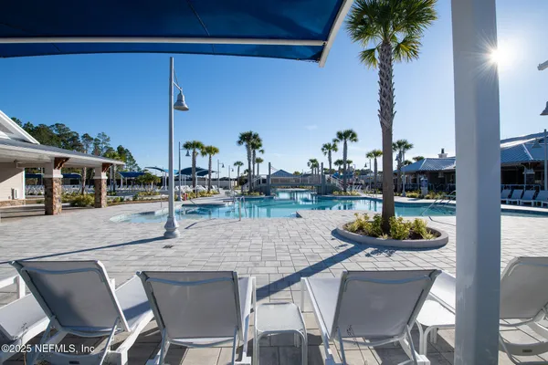 a view of an outdoor space with seating area