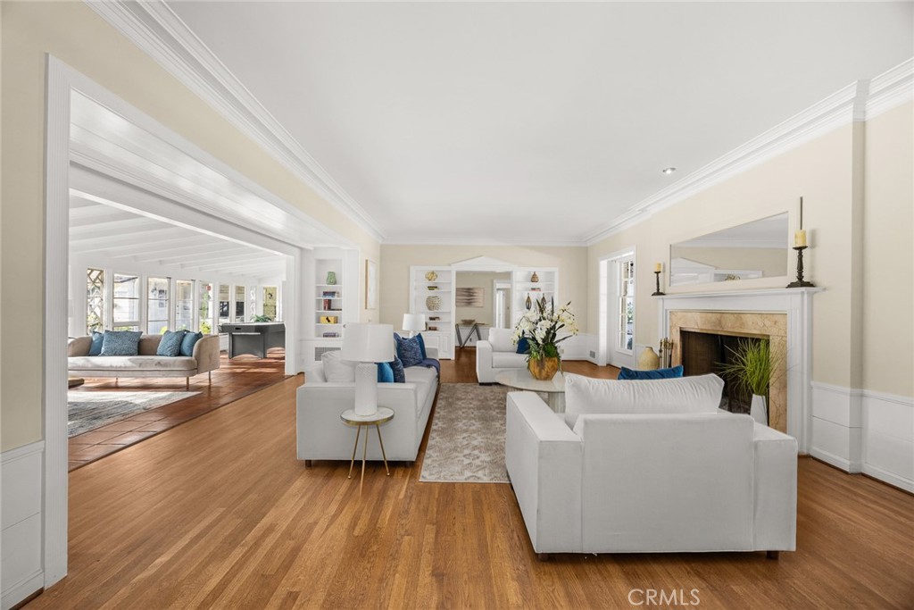 1110 Fallen Leaf Road Arcadia, CA 91006 - Photo 7 of 38 a living room with fireplace furniture and a wooden floor