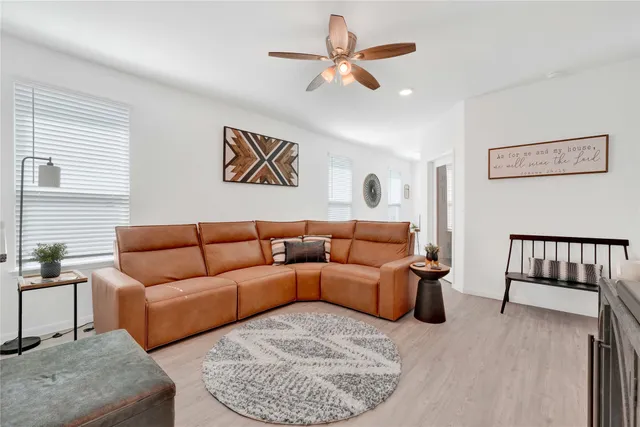 a living room with furniture