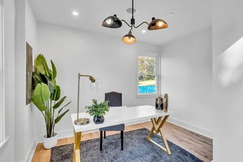 a living room with furniture