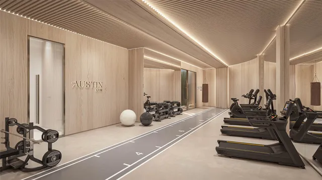 a hallway with a view of living room