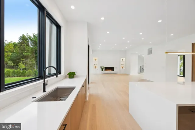 an outdoor view of a building with garden