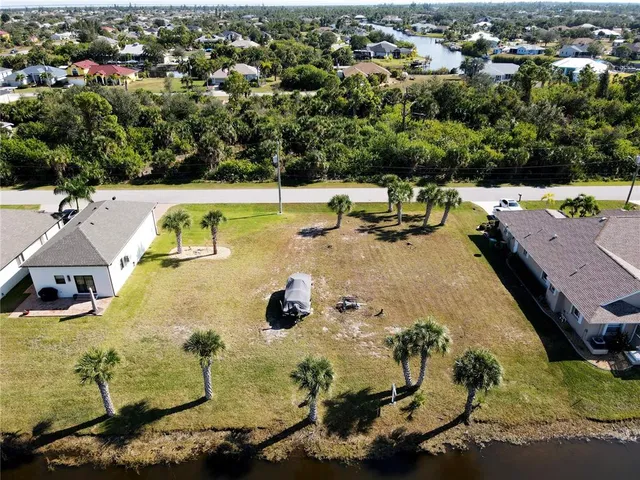 an aerial view of a swimming pool