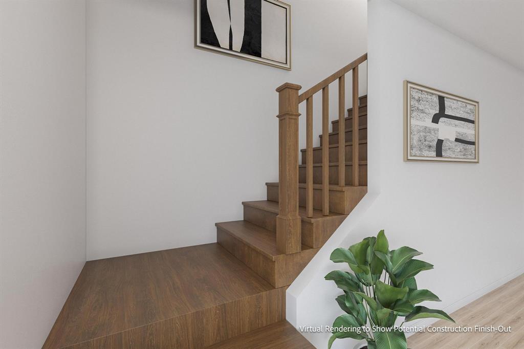 204 South Main Street Ector, TX 75439 - Photo 8 of 18 a view of staircase with wooden floor and a potted plant