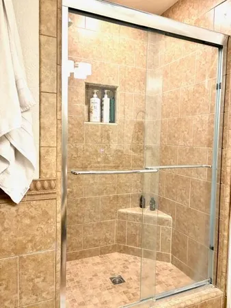 a bathroom with a shower