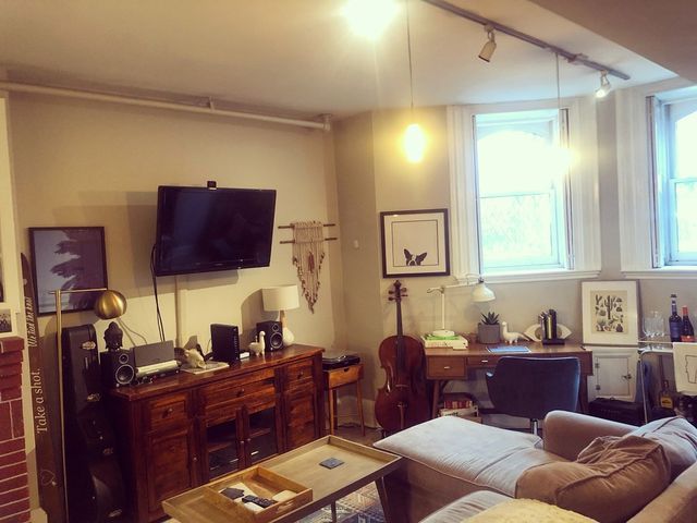 a living room with furniture