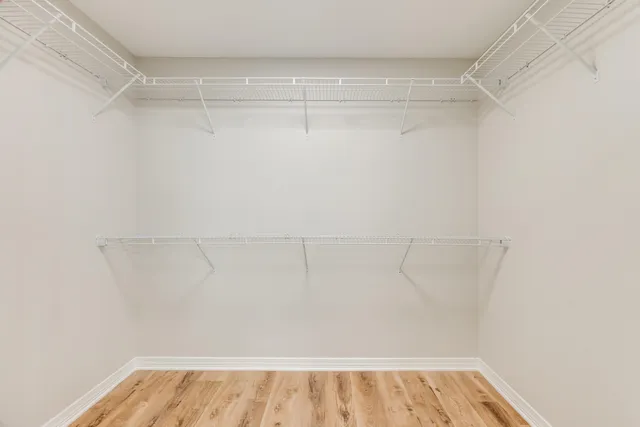 a view of a room with racks on the wall