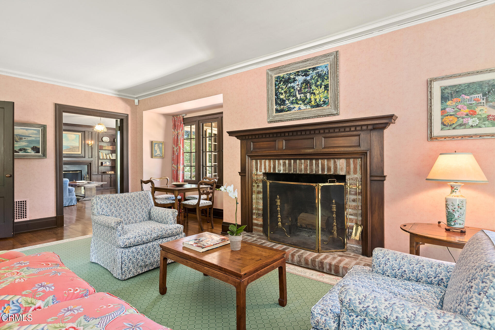 744 Rockwood Road Pasadena, CA 91105 - Photo 15 of 43 a living room with furniture and a fireplace