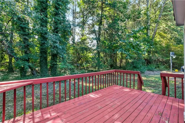 a view of wooden deck