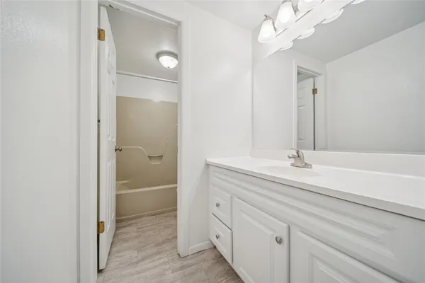 a bathroom with a bathtub