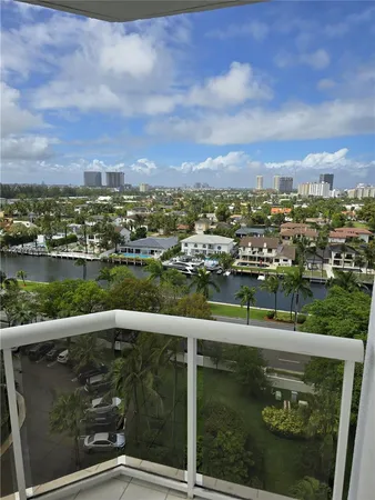 a view of a city from a balcony