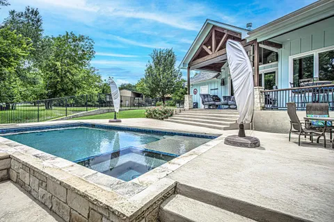 an outdoor space with seating