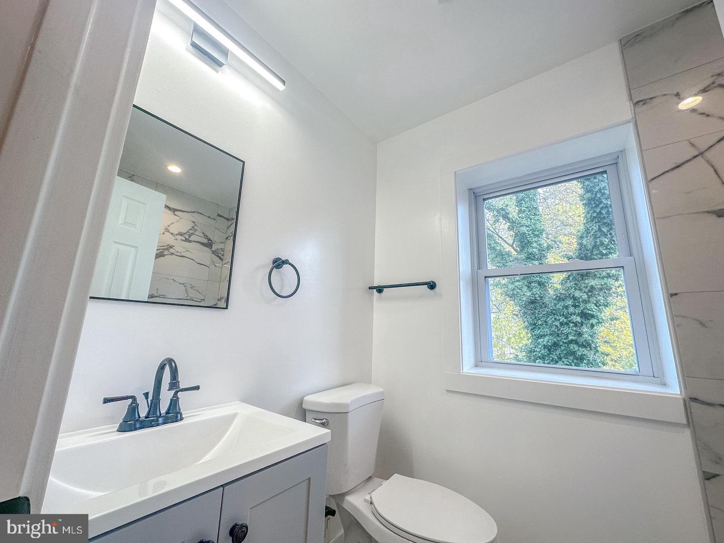 3326 12th Street Southeast Washington, DC 20032 - Photo 10 of 19 a bathroom with a toilet sink and mirror