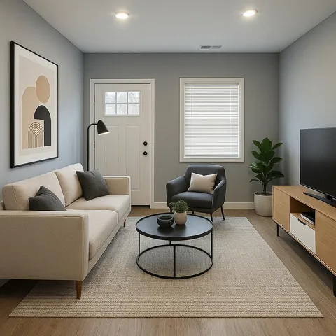 a living room with furniture and a flat screen tv