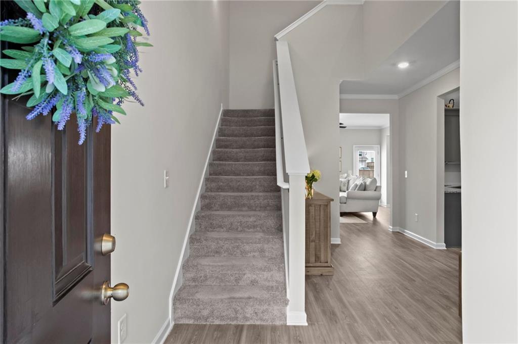 217 Eva Way Cartersville, GA 30121 - Photo 4 of 27 a view of entryway with livingroom and wooden floor