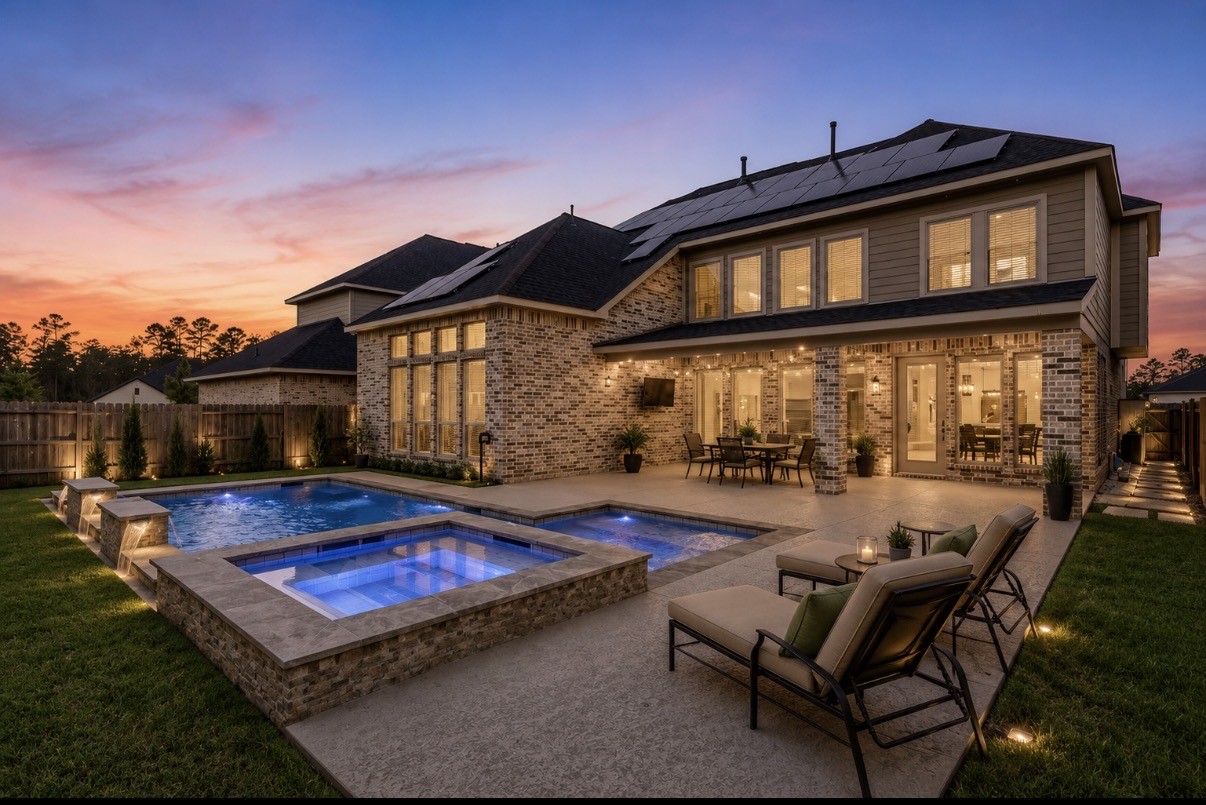 virtually staged patio and pool