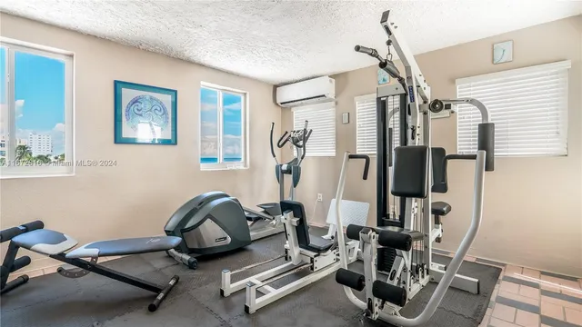 a room with gym equipment