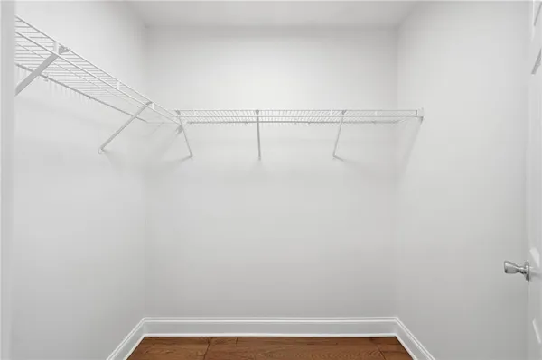 a view of a room with racks on the wall