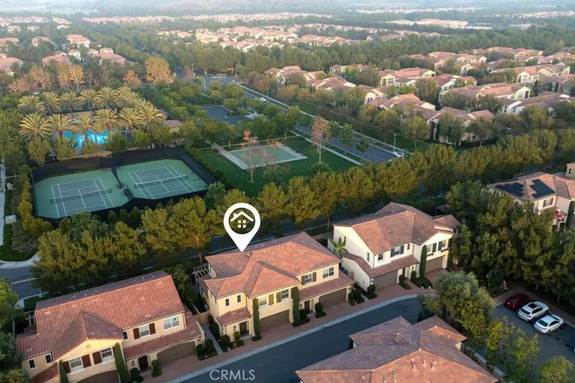 an aerial view of a house