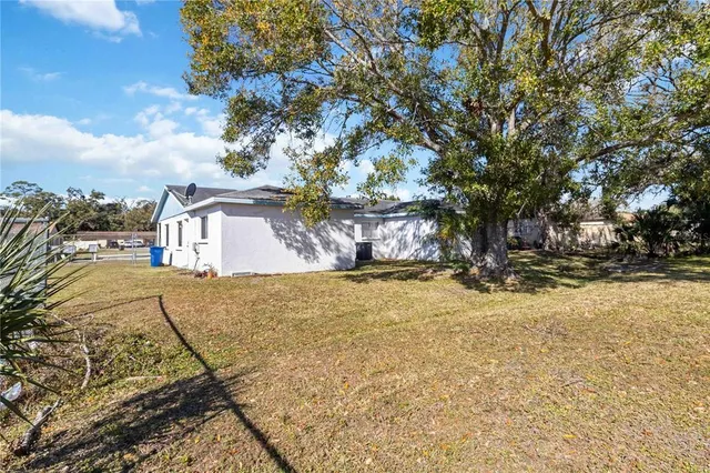 a view of a yard with a tree