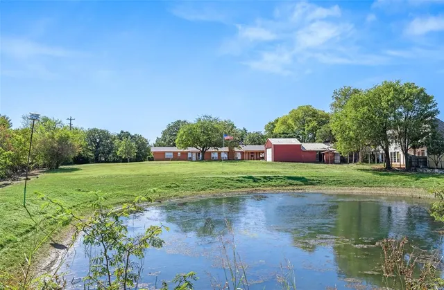 a view of a garden with trees