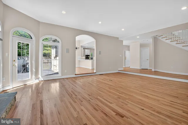 an empty room with windows