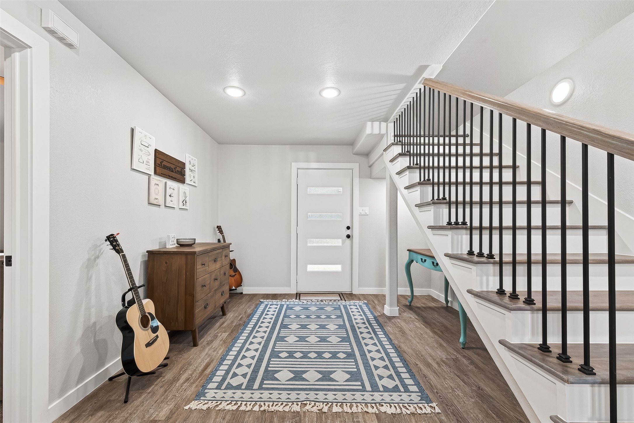 1047 Dungens Mill Road Columbus, TX 78934 - Photo 5 of 44 Entryway is warm and welcoming. Stairs lead to loft/office area.