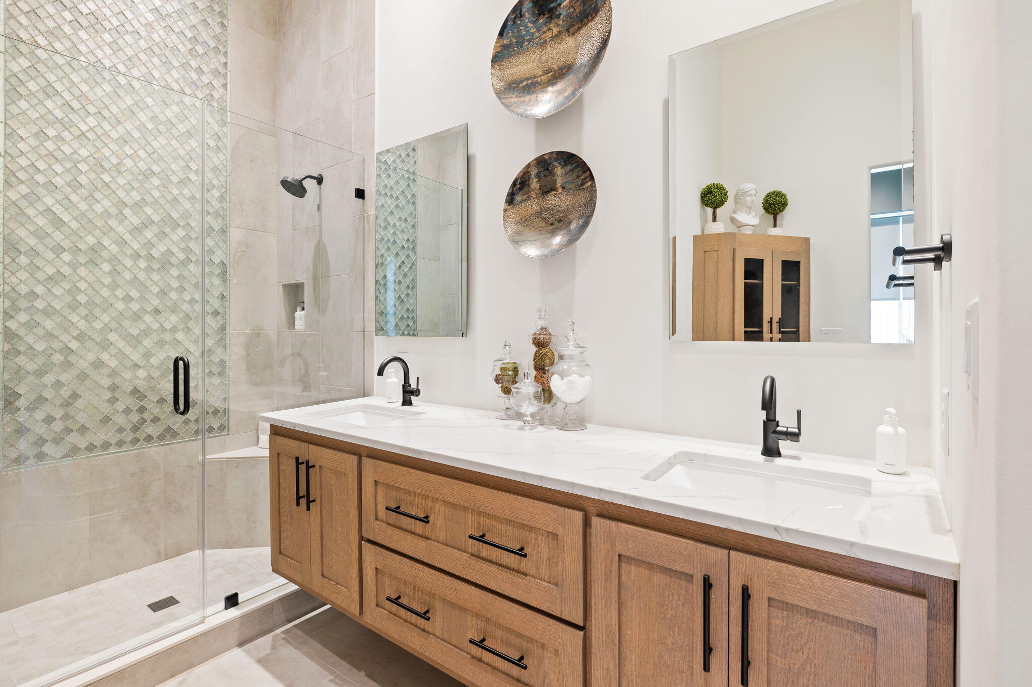 18 Inlet Heights Lane Inlet Beach, FL 32461 - Photo 29 of 46 a bathroom with a double vanity sink and a mirror