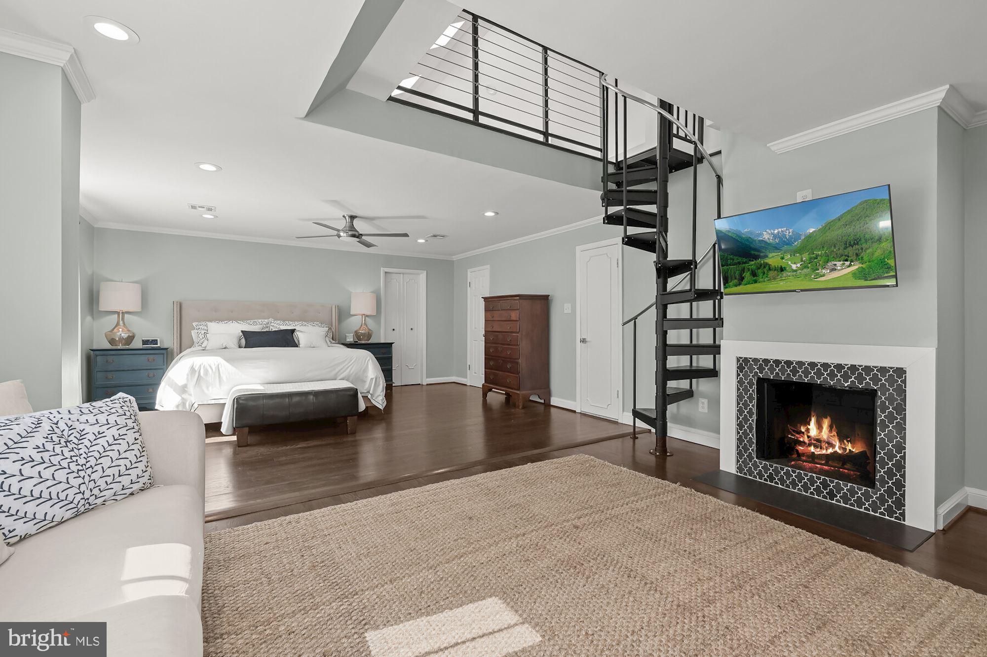 9300 Burning Tree Road Bethesda, MD 20817 - Photo 25 of 45 Primary Bedroom Suite w/ Fireplace & Studio