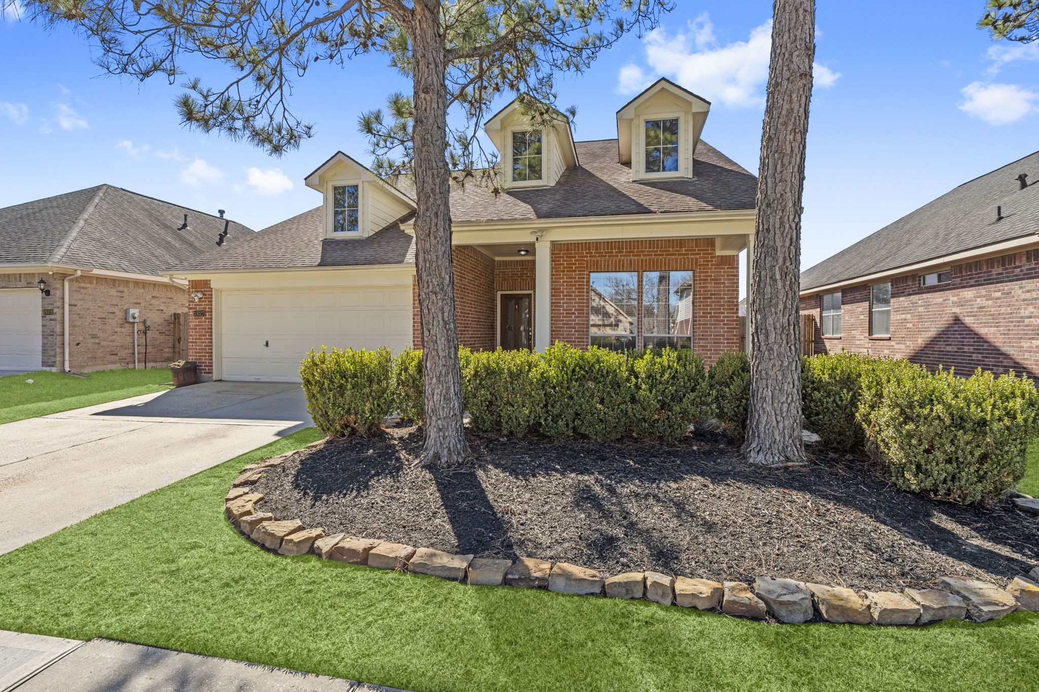 19327 Dickson Park Drive Spring, TX 77373 - Photo 2 of 43 This beautifully designed two-story home offers timeless charm and modern convenience. From the quaint front porch to the large 2-car garage with L-shaped workbench and storage, every detail adds to its impressive curb appeal. Inside, you'll find high ceilings, wood laminate floors downstairs, fabulous Game room and separate Media area, Kitchen with granite and stainless appliances, and plenty of finishing touches that make this home truly special.