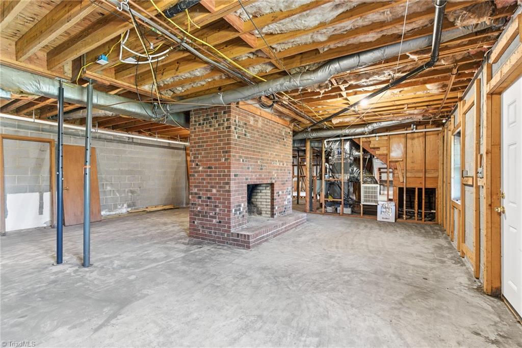 519 Riverside Drive Burlington, NC 27217 - Photo 24 of 39 Huge basement with wood burning fireplace