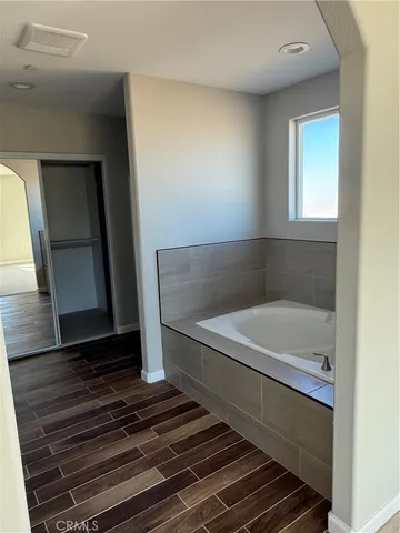 a bathroom with a bathtub