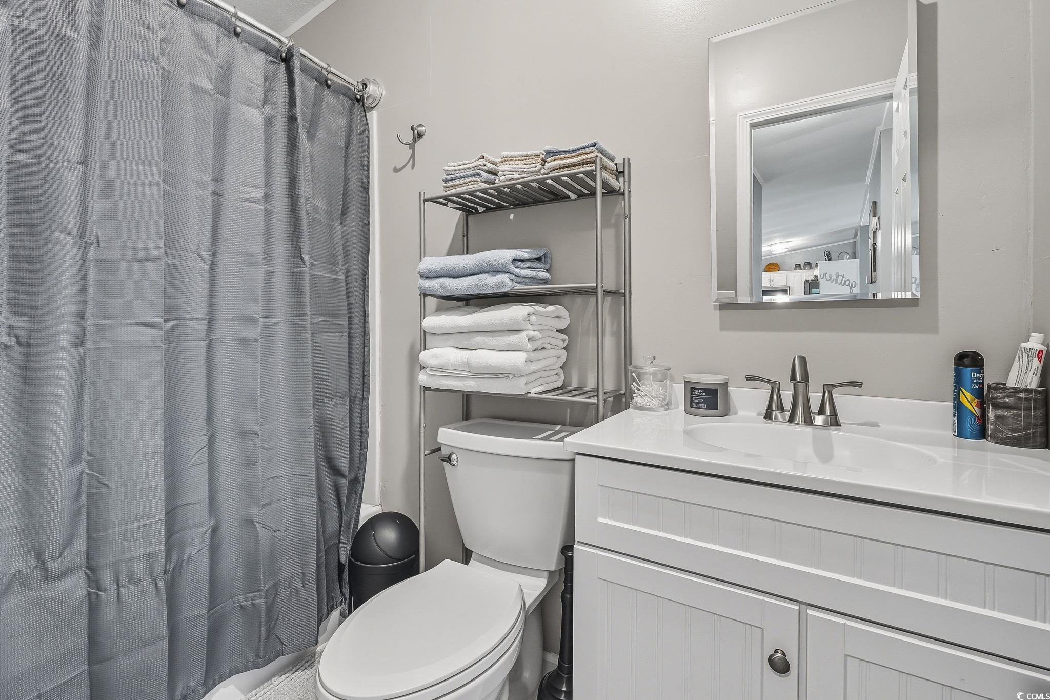 804 Dog Bluff Road Galivants Ferry, SC 29544 - Photo 25 of 32 Bathroom with a shower with shower curtain and vanity