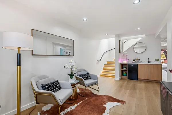 a living room with furniture