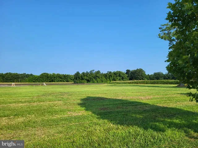 a view of a green field with an ocean view