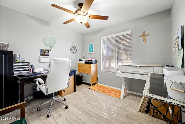 a workspace with furniture workspace and a window