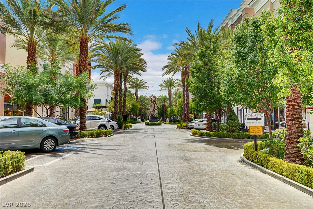 48 Jasmine Point Street Henderson, NV 89074 - Photo 5 of 62 Palm-lined drive leads to a vibrant community hub.