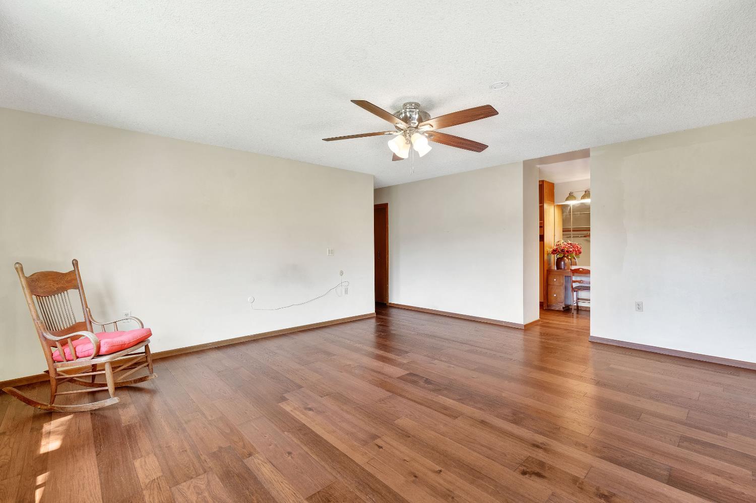 43715 Dinely Drive Three Rivers, CA 93271 - Photo 43 of 51 a view of a room with wooden floor and ceiling fan