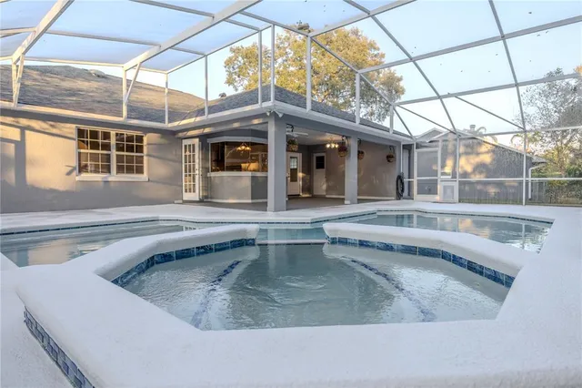 a view of outdoor space with palm trees