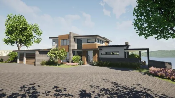a front view of a house with a yard