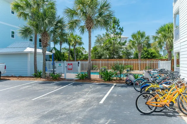 a view of a bike storage in front of a house