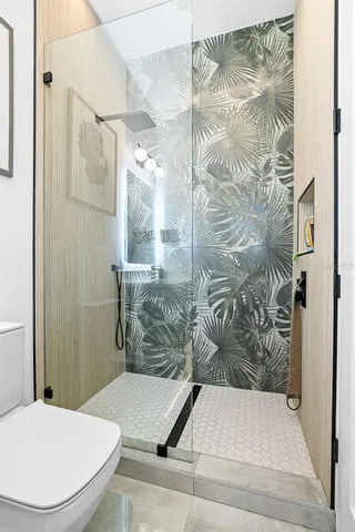 a view of swimming pool with seating space