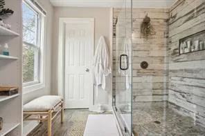 a bathroom with a shower
