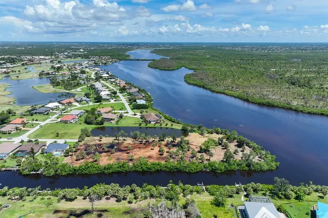 a view of a lake with a city park