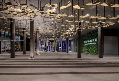 a view of a building with a fountain