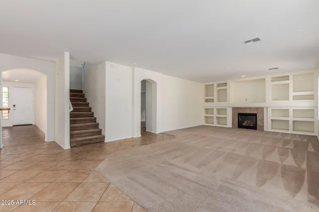 a view of a livingroom with a fireplace