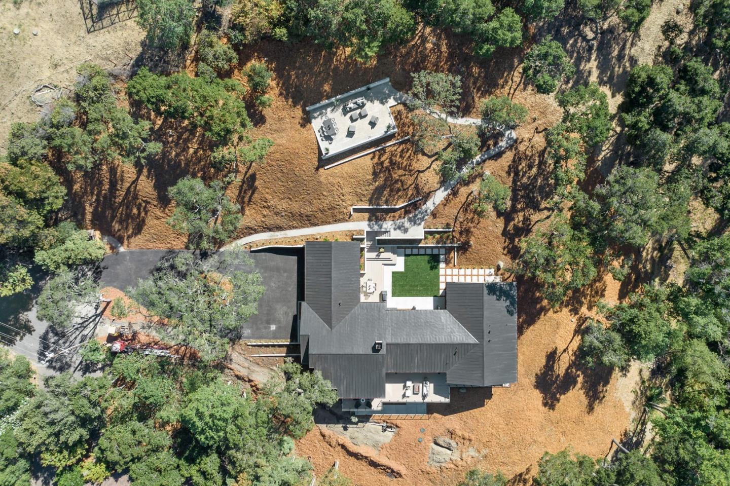 255 Hardwick Road Woodside, CA 94062 - Photo 84 of 90 an aerial view of a house with a yard