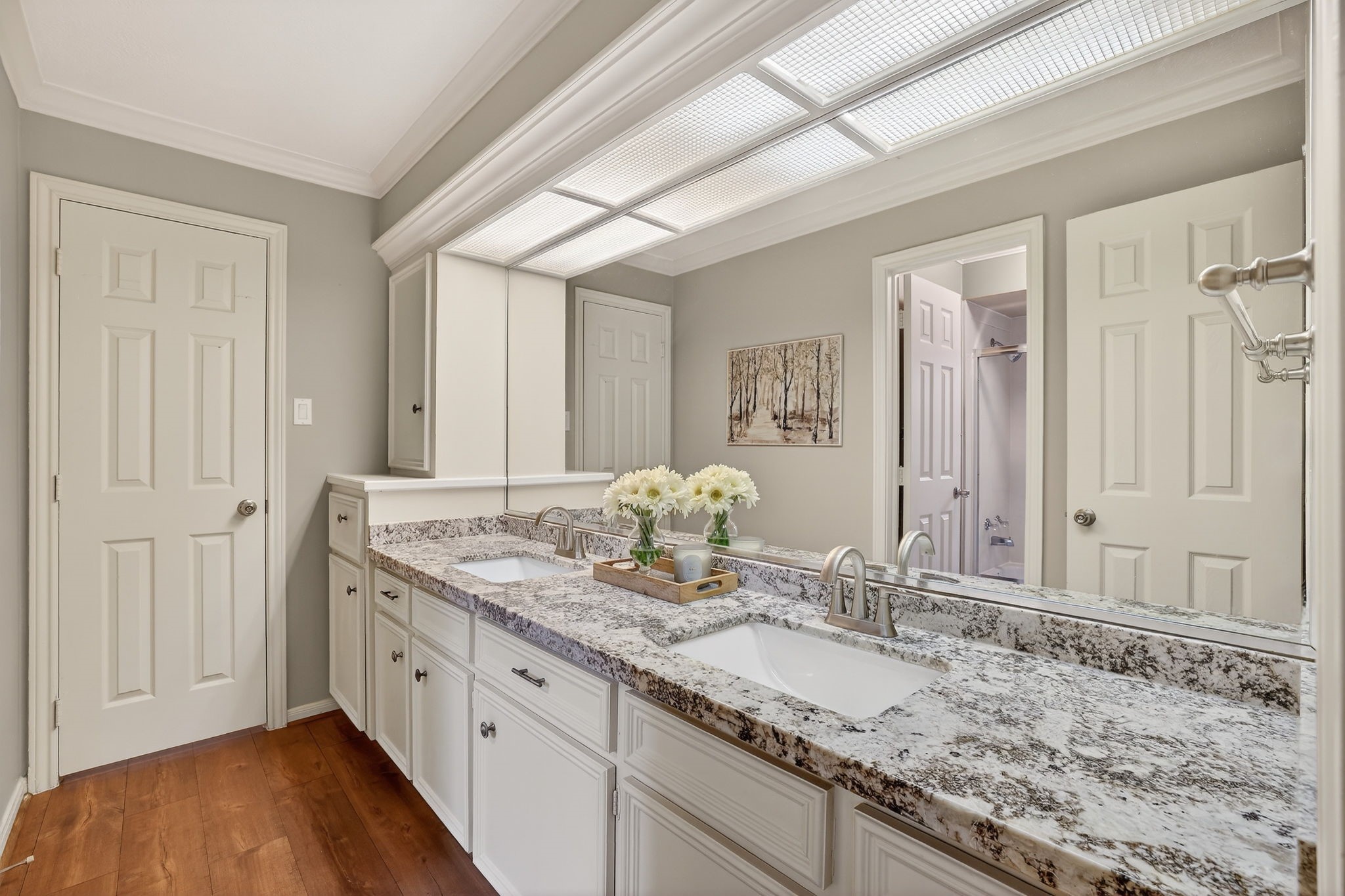 8711 Kennet Valley Road Spring, TX 77379 - Photo 26 of 37 a bathroom with a granite countertop sink and a mirror